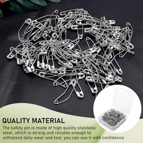 200pcs Quilting Safety Pins Curved - 1.5 Inch Extra Long Bent Safety Pins for Quick Basting Sewing Knitting Quilting (Silver) - size: 200