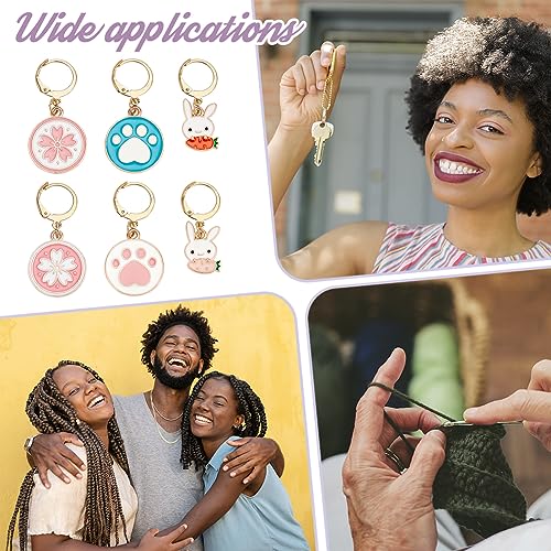 NBEADS 24 Pcs Animal Paw Stitch Markers, Alloy Enamel Crochet Stitch Marker Charms 304 Stainless Steel Clasp Locking Stitch Marker for Knitting Weaving Sewing Jewelry Making - color: Animal Paw&Sakura&Rabbit