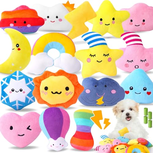 Weather-Themed 20-Pack Squeaky Dog Toys Set | Built-In Squeakers,Soft Plush,Interactive Play,Keeps Dogs Engaged - style: Weather-Themed Squeaky Toys