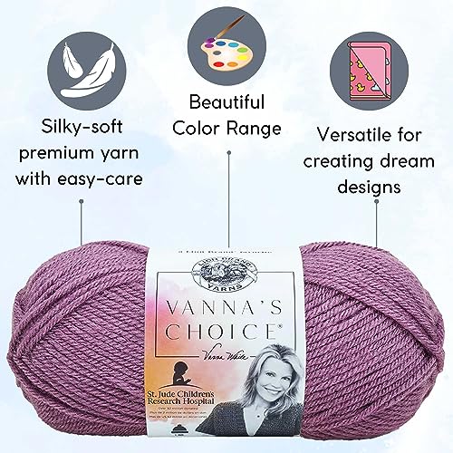 Lion Brand Yarn Vanna'S Choice 860-147 Purple | 3 Skeins, Same Dye Lot, Project Bag, CYC #4 Worsted, 100% Acrylic, Ideal for Crochet, Knitting Blankets, Hats, Scarves - color: 860-147-Purple