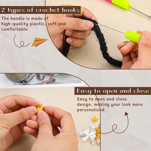 kgxulr Crochet Hooks, 5 PCS Crochet Hooks for Hair, Latch Hook | Crochet Needle for Locs, Multiple Sizes and Types Loc Crochet Needle for Hair Braiding - size: 229 PCS