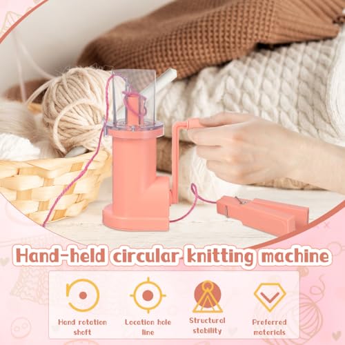 NUOBESTY Hand Knitting Mill Spool Knitter Bracelet Weave Tool DIY Hand Operated Winding Machine for Yarn Compact Knitting Kit with Clip and Instruction Book for Beginners