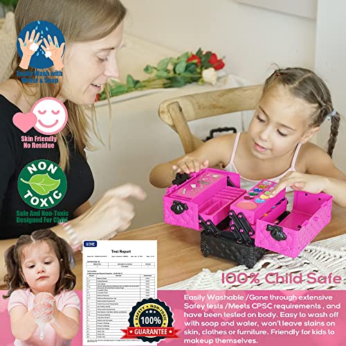 52 PCS Kids Makeup Kit, Safe and Washable Makeup for Kids Princess Toys | Real Girls Makeup Kit, Toddler Makeup Kit with Cosmetic Case, Maquillaje Para Niñas, Birthday Gifts for Girls 3 4 5 6 7 8 9 - style: Makeup-Palette-L-Rose