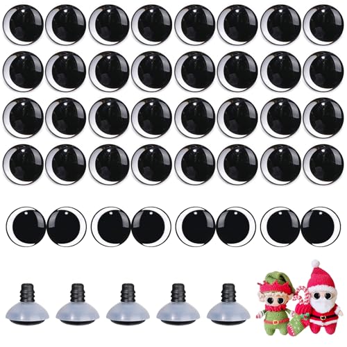 MUCUNNIA 100PCS 10mm Moon Safety Eyes for Crocheting with Washers Clear Safety Eyes for Amigurumi 3D Moon Crochet Eyes Doll Eyes for Animals Teddy Bear Crochet Toy Christmas Decorations - size: 10mm