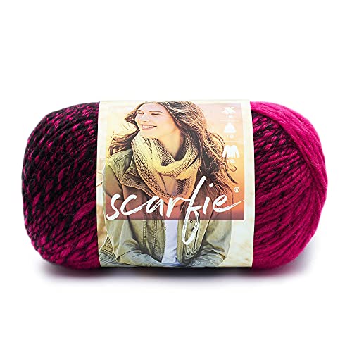 (1 Skein) Lion Brand Yarn Scarfie Bulky Yarn, Black/Hot Pink | Bulky Acrylic Wool Blend Knit & Crochet Fiber for Self-Striping Scarves, Colorful Cardigans, Chunky Blankets, Hats - color: Black/Hot Pink, size: 1 Pack