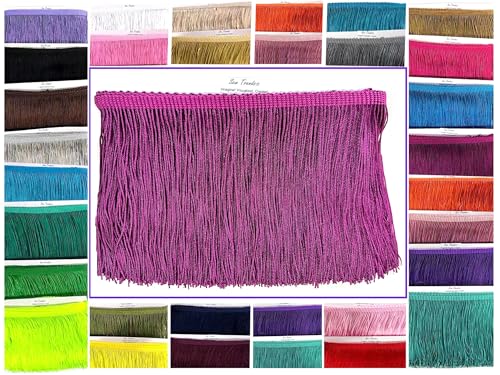 5 Yards of 4" Long Chainette Fringe Thread Yarn Tassel Trim Braid Fringe for Crafts Sewing and Decor-Dark Magenta - color: DARK MAGENTA, size: Value 5 Yards