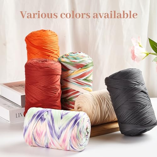400g T-Shirt Yarn Crochet Yarn for Beginner Crochet Bags/Basket/Coaster,400G/110yds High Elastic Polyester Thick Tshirt Pink&White - color: Pink&White