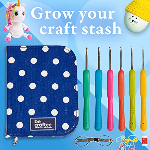 BeCraftee Crochet Hooks Kit - 31 Piece Set with 9 Ergonomic Hook Sizes, 6 Yarn Needles, Additional Knitting & Crochet Supplies and Carrying Case, for Adults and Kids, Comfortable/Easy to Use
