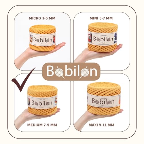 Bobilon T-Shirt Yarn 7-9 mm, Cotton Crochet & Macrame - Nude | 100% cotton t shirt yarn for crocheting, knitting & macrame; great for bags & baskets; new fabric, not recycled; 109 yds - color: Nude