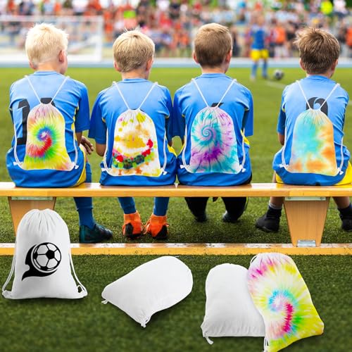 Abbylike 150 Pcs Tie Dye Cotton Drawstring Bag Bulk Sublimation Blank Backpack Canvas Drawstring Tote Bag Items to Tie Dye - size: X-Large