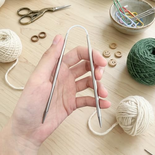 4.0MM Double-Pointed Flexible Knitting Needles 3-Piece Set, 9 Inch/23cm Circular Knitting Needles Stainless Steel Needles for Small Projects DIY Knitting - size: Size US 6 (4mm)
