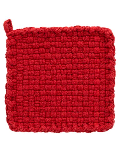 Friendly Loom | 7” Traditional-Sized Red Potholder Weaving Loops | Craft 2 Cotton Potholders - size: Red