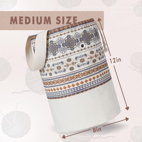 TOGETRUE Yarn Bag, Knitting Crochet Bag, Portable Yarn Storage Bags Organizer for Crocheting Project, Store Skein Ball, Short Knitting Needle (Medium, Brown Style) - color: Brown Style, size: Medium