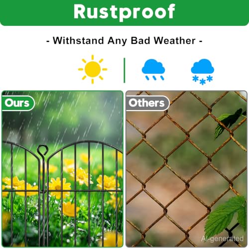 Decorative Garden Fence 24in (H) x16ft (L),Arched Rustproof Metal No Dig | Small Fence for Dogs & Rabbit,Ornamental Animal Barrier for Flower Beds,Border Panels Fencing for Yard & Patio Outdoor Decor - size: 10 Panels-24in(H) x 16ft(L) without Gate