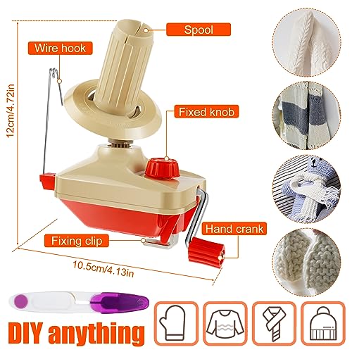Yarn Ball Winder Hand Operated Low Noise Winder with Scissors Portable Lightweight Wool String Winders Reusable Manual Winders for Yarn Wool Fiber String