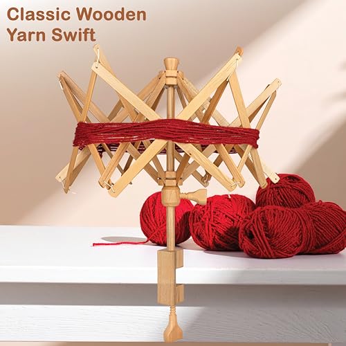 Wooden Yarn Umbrella Swift Winder - Rosewood Yarn Skein Holder - Yarn Swift Winder for Crocheting & Knitting (Beachwood Umbrella Swift) - color: Beachwood Umbrella Swift