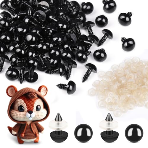 400Pcs Safety Eyes for Crochet Eyes Amigurumi， 8mm Safety Eyes for Stuffed Animals, 200pcs Washers whth 200pcs Plastic Craft Eyes for Crocheting Doll Eyes Making - color: 8MM 400pcs