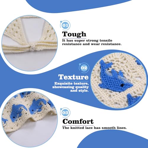 Crochet Triangle Hairband Summer,whale Design Head Scarf for Girls,Knitted Headband Headscarf for Women,Crochet Hair Bandana Kit - color: whale
