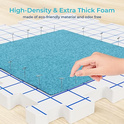 Yiitoll Blocking Mats for Knitting,Extra Thick Knitting Mat-9 Pack,100 Pins | Knitting Blocking Mats and Pins with Grid Lines,Crochet Blocking Board for Needlepoint or Crochet with Storage Bag - color: White Inch