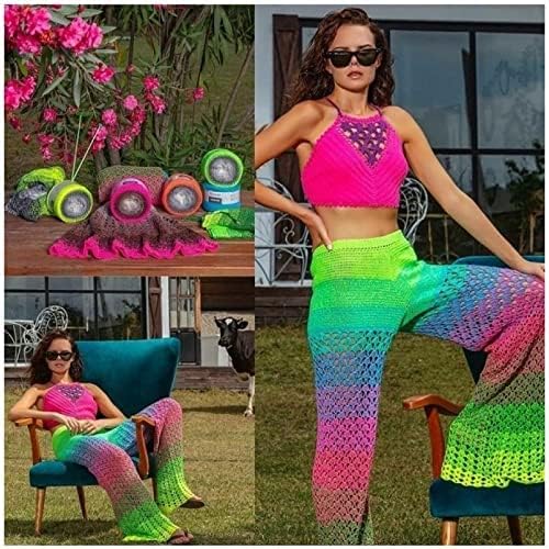 Yarn Art Flowers Vivid Yarn 250gr 8.80 oz 1094yds 55% Cotton 45% Acrylic Multicolor Cotton Fine Yarn Rainbow Crochet Spring Summer (506) - color: 506