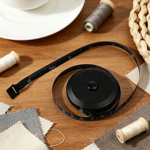 2 Pack Soft Tape Measure Retractable Measuring for Body Fabric Sewing Tailor Cloth Knitting Craft Weight Loss Measurements Retractable Black Double Scales Rulers