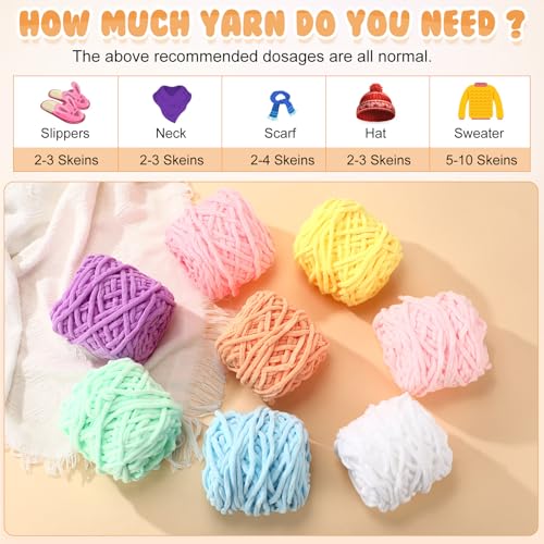 Buryeah 8 Pack Chunky Chenille Yarn for Crocheting, Sweet Color - color: Sweet Color