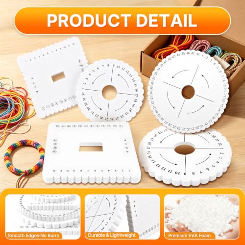 piopiocoing 5 Pcs Kumihimo Disk Include Square/Round 4 Inch & 6 Inch | Starter Kumihimo Bracelet Kit, Easily Make Handicraft,Stylish Bracelets,Necklaces,Belts and Personalized Woven Jewelry.