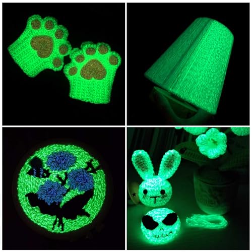 Glow in The Dark Yarn - 5 Pack Colorful-1 (260g/9oz | 273 Yards), Knitting & Crochet Thread for DIY Crafts, Christmas Gifts, Doll Making (Banana Yellow) - color: Banana Yellow