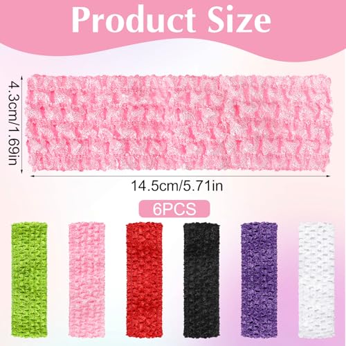 6 PCS Crochet Headbands for Women, Colourful Crochet Head Scarf Retro Knit Elastic Headbands, Soft Stretchy Headband for Parties Sports Activities