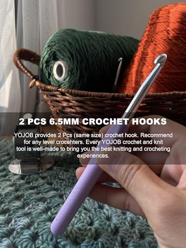 2Pcs 6.5mm Crochet Hooks, Ergonomic Crochet Hook for Arthritis | Knitting Needles for Beginners,Extra Long, Smooth, Comfortable for Knitting Sweaters,Scarves and Hats(Size K / 6.5mm) - size: 6.5mm