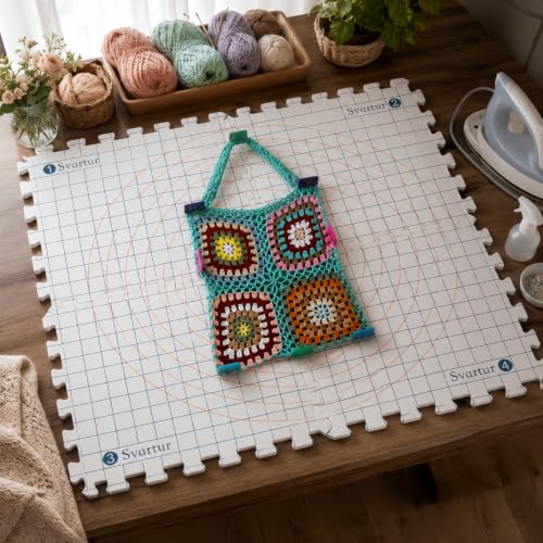 Svartur Blocking Mats for Knitting, 4-Pack with Grid and Circle Markings - color: White-4Pack