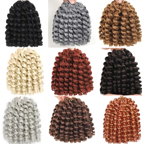 Rose Golden Deep Pink Crochet Hair 60 Strands 2X Ringlet Wand Curl Jamaican Bounce 8 inch Synthetic Pre Looed Crochet Hair Extensions Crochet Braiding Hair 20 Roots (8Inch (Pack of 3), Pink) - color: Pink, size: 8 Inch (Pack of 3)