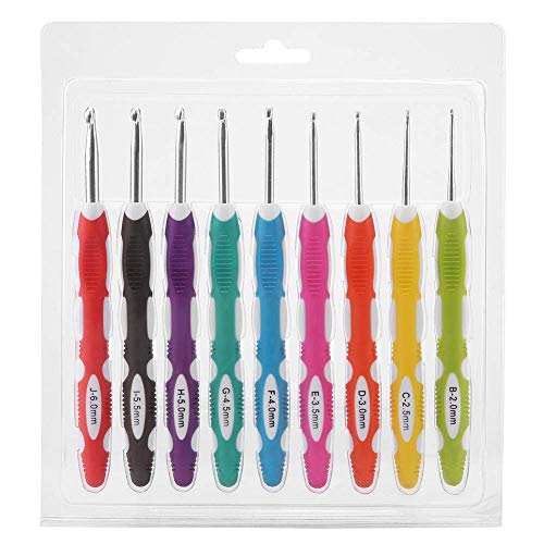 9PCS Crochet Hook Set, Knitting Tool with Extra Long Soft Grip Ergonomic Handles for Arthritic Hands Smooth Needles with PU Case