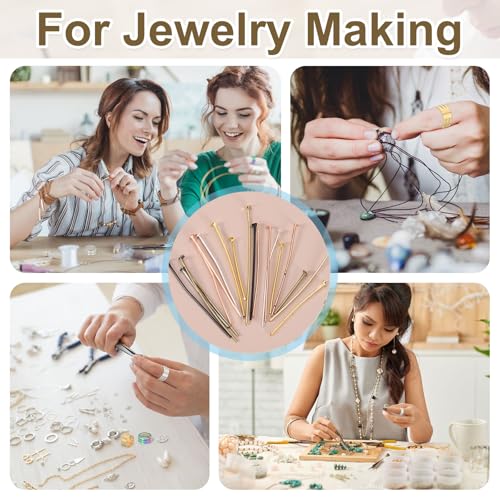 PATIKIL 1.2 Inch Eye Pins, Jewelry Making Headpins Straight Pins Findings Bendable for DIY Craft Bracelet Necklace Earring Pendant Making Supplies-400Pcs(Silver Dark Gray) - color: Silver Dark Gray, size: 1.2 Inch