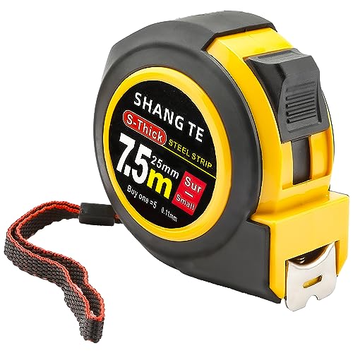 Tape Measure 25 ft, Steel Measuring Tape Retractable, 25-Foot Basics Self-Locking Measurement Tape, Self Lock Auto Tape Rule Imperial/Metric Measure for Body Measurements - color: 1 Pack, size: 7.6 m
