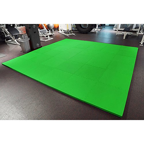 Meister X-Thick 1.5" Interlocking EVA Foam Mats - GN - 25 Tiles (100 Sqft) | Extra-thick 2X cushioning w/ anti-slip grip. 2' x 2' puzzle mats for wrestling, MMA, gymnastics, home gyms and play areas - color: Green, size: 25 Tiles (100 Sqft)