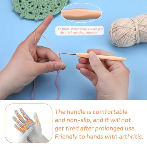 QMNNMA 1.5 mm Crochet Hook, Ergonomic Crochet Hooks, Crochet Needles | Ergonomic Crochet Hooks for Arthritic Hands, Crochet Needles for Yarn, Extra Long Knitting Needles for Beginners - size: 1.5mm