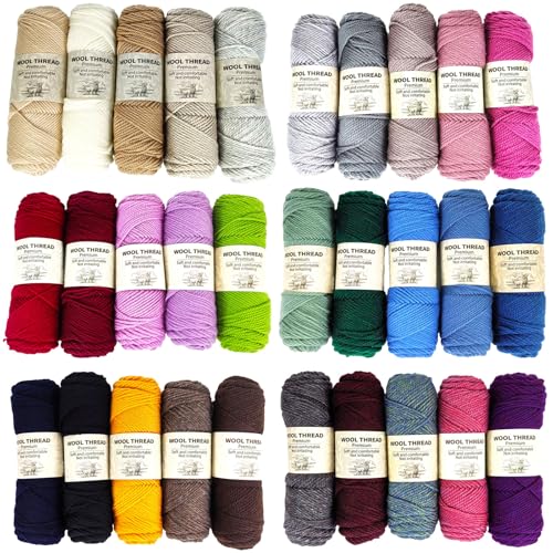 Premium Wool Blend Yarn – 3 Skeins (300g Total), 85% Wool 15% Polyester, for Crocheting&Knitting, Soft Skin-Friendly, Ideal for Scarves, Hats, Blankets & DIY Crafts (15#Moss Green) - color: 15#Moss Green