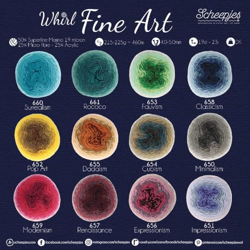 Scheepjes Whirl Fine Art Gradient Yarn 220g - 653 Fauvism, Merino Blend