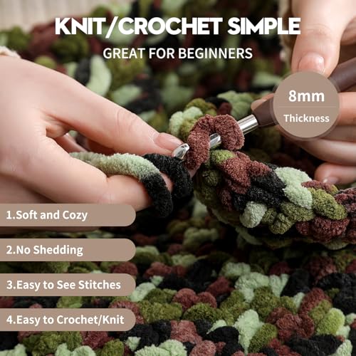2 Pack Chunky Chenille Yarn for Crocheting and Knitting Beginners,Thick Bulky Plush Fluffy Velvet Soft Baby Blanket Crochet Chenille Yarn for Crocheting Blankets/Amigurumi/DIY Crafts(Grey - color: Grey