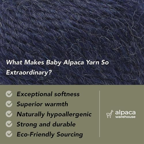 100% Baby Alpaca Yarn 3 Skeins 150g Bulky Weight Knitting Crochet Blue Jean | Made in Peru with natural warmth and softness featuring 162yd of premium fiber ideal for scarves shawls sweaters and more - color: Blue Jean, size: Bulky - 3 Skeins