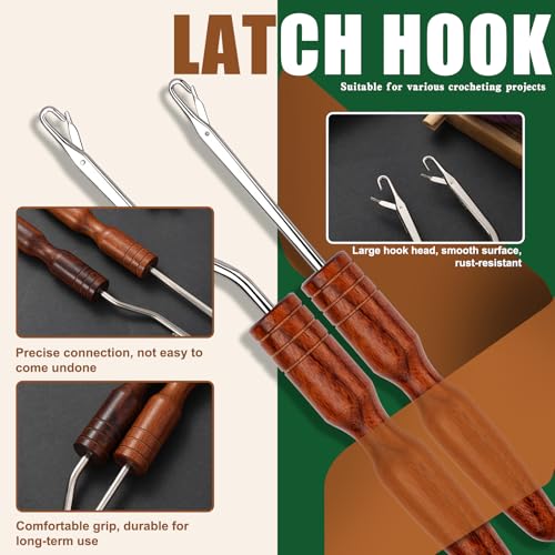 BALDCC 2 Sizes Wooden Latch Hook, Bent Latch Hook Tools for Hair | Crochet Hooks for Hair, Rug Hook, Latch Hook Tools for Micro Braids, Hair Extension, Rug Making and Crochet Crafts (Type 3) - color: Type 3, size: 2 Sizes Latch Hook