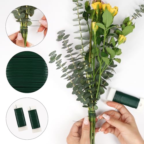 Tenn Well 3Pk 295ft 22 Gauge Green Floral Wire for Wreath Making | Florist ties for flower arrangements, Christmas ornaments, gardening, crafts