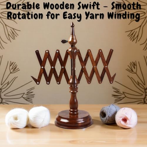 Rosewood Yarn Winder & Swift – Large Handcrafted Wooden Yarn Winder for Crocheting, Knitting, Weaving – Heavy-Duty Natural Wood Ball Winder – Smooth, Tangle-Free, Durable Winder Tool - color: ROSEWOOD COMBO