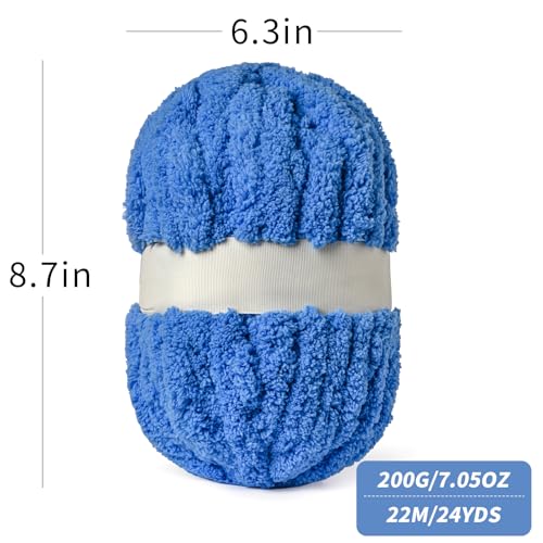 10 Pack Blue Fuzzy Chunky Yarn for Hand Knitting, Bulky Thick Fluffy Chenille Yarn for Crocheting, 240yds/70.5oz Jumbo Crochet Yarns, Soft Chunky Knit Blanket Yarn for Crochet - color: 10 Blue