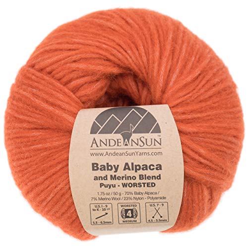 (Set of 3) Baby Alpaca Merino Wool Yarn [426 Yards Total] Rust, #4 Worsted - color: Rust
