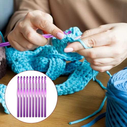 Aluminum Crochet Hook 10mm, US Size N Knitting Needles Craft Yarn, Crochet Hook for DIY Craft, Crochet Needles for Knitting Scarf Knitting Needle for Yarn Weave Beginners (10Pcs) - color: 10MM Purple