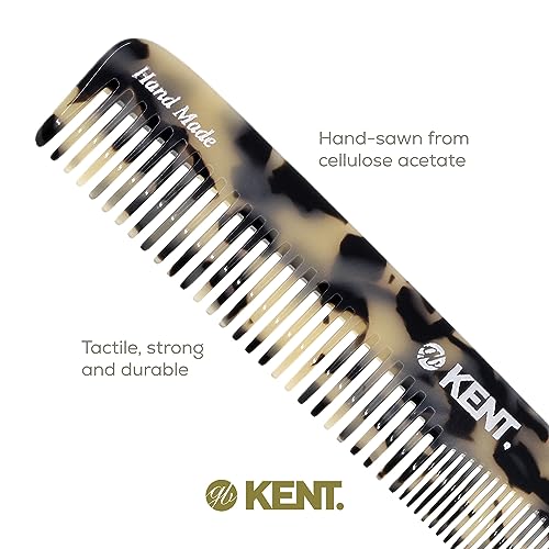 Kent 6T TW Fine Tooth and Wide Tooth Hair Comb, Handmade Styling Comb for Hair Care, Barber Combs, Beard Combs For Men, Styling Grooming for Men, Women and Kids - color: White Tokyo, size: 2 Pack