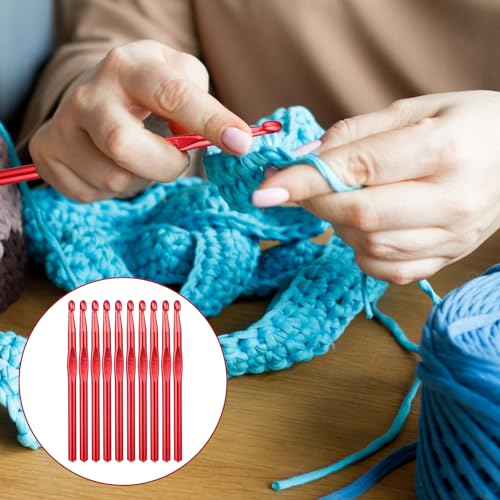 8mm Aluminum Crochet Hook, Size LKnitting Needles Craft Yarn, Crochet Hook for DIY Craft, Gold Crochet Needles for Knitting Scarf(10Pcs) - color: 8MM Red