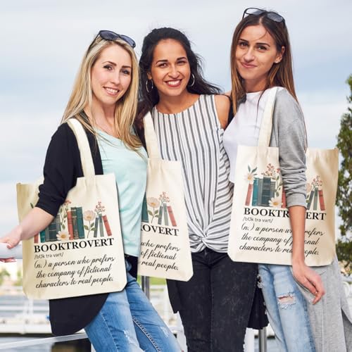 jeilink Cute Aesthetic Canvas Tote Bag Book Lovers Gifts for Women Book Lovers Teacher Reusable for Birthday Christmas - color: Book 1295